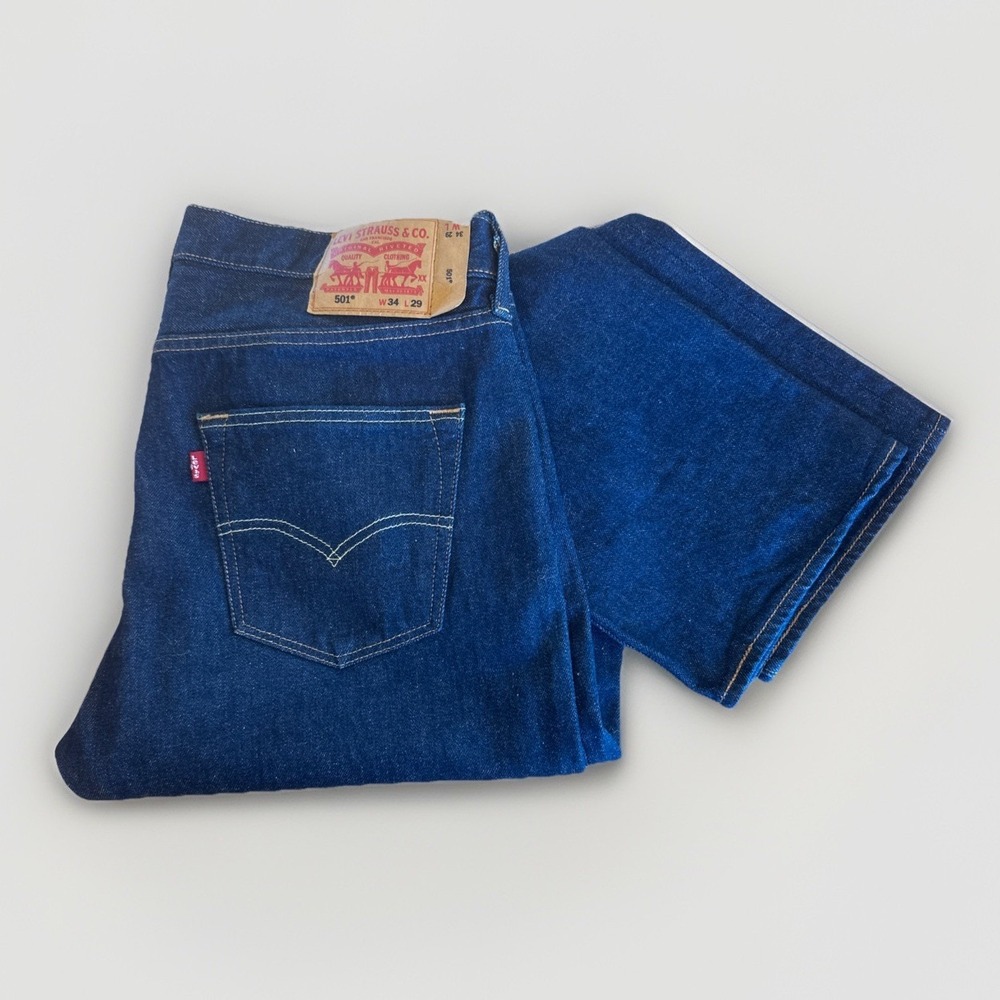 Levi 501 Men's Jeans 34x29 Dark Blue Straight Button Fly The Rose PC9-00501-2331